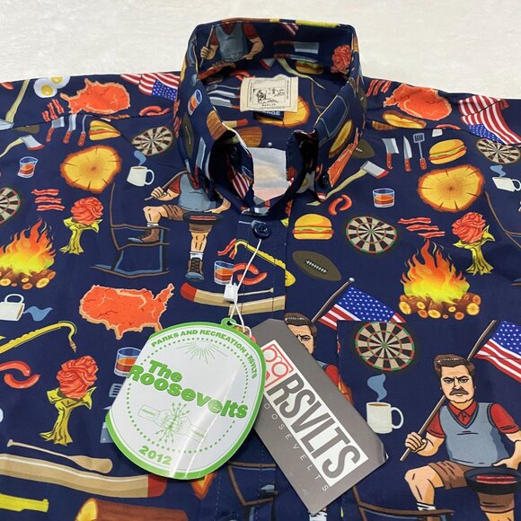 NWT RSVLTS Men's Parks And Recreation City Of Pawnee Button Up Shirt Size Large - Picture 3 of 12
